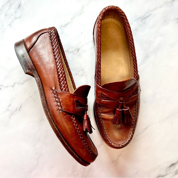 Allen Edmonds Maxfield Brown Leather Slip-On Tassel Loafer Dress Shoe Size 9 D - Picture 6 of 17